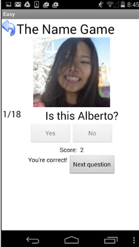 Name Game app screenshot
